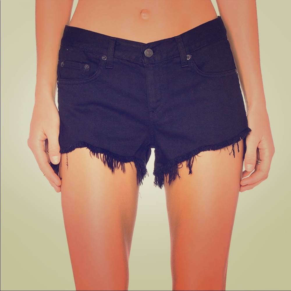 Rag & Bone Cut Off Denim Shorts Black Freeport 26